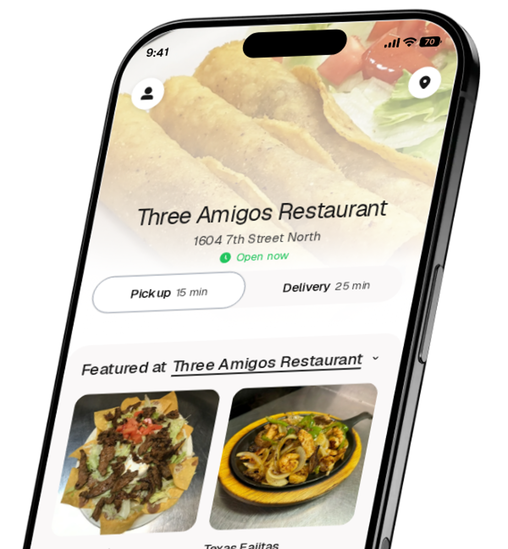 Three Amigos Restaurant app preview